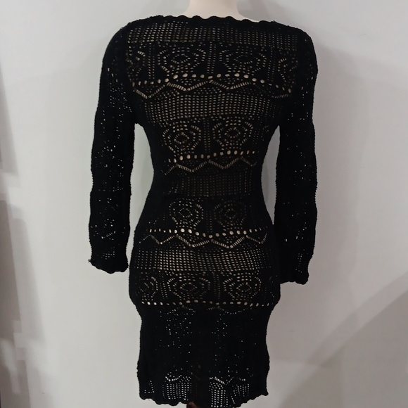 BCBGeneration Black Long Sleeve Crochet Dress - Picture 3 of 6